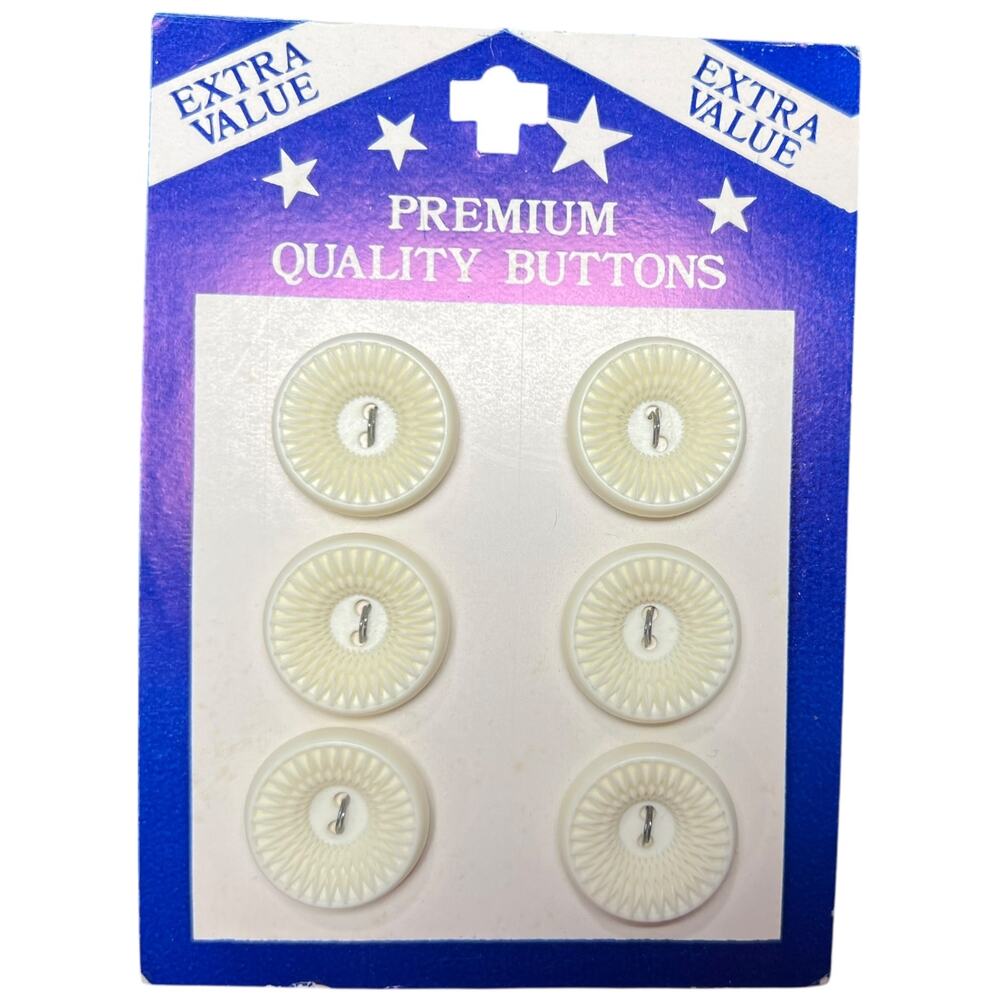 Vintage Ivory Cream Sunburst Buttons Premium Quality Sewing Set 6pc